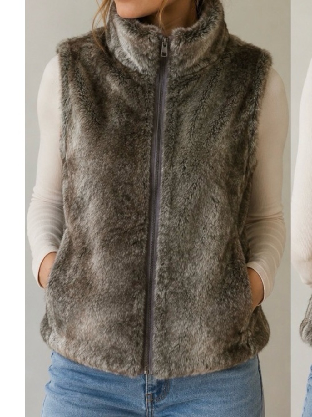 Plush Faux Fur Reversible Vest